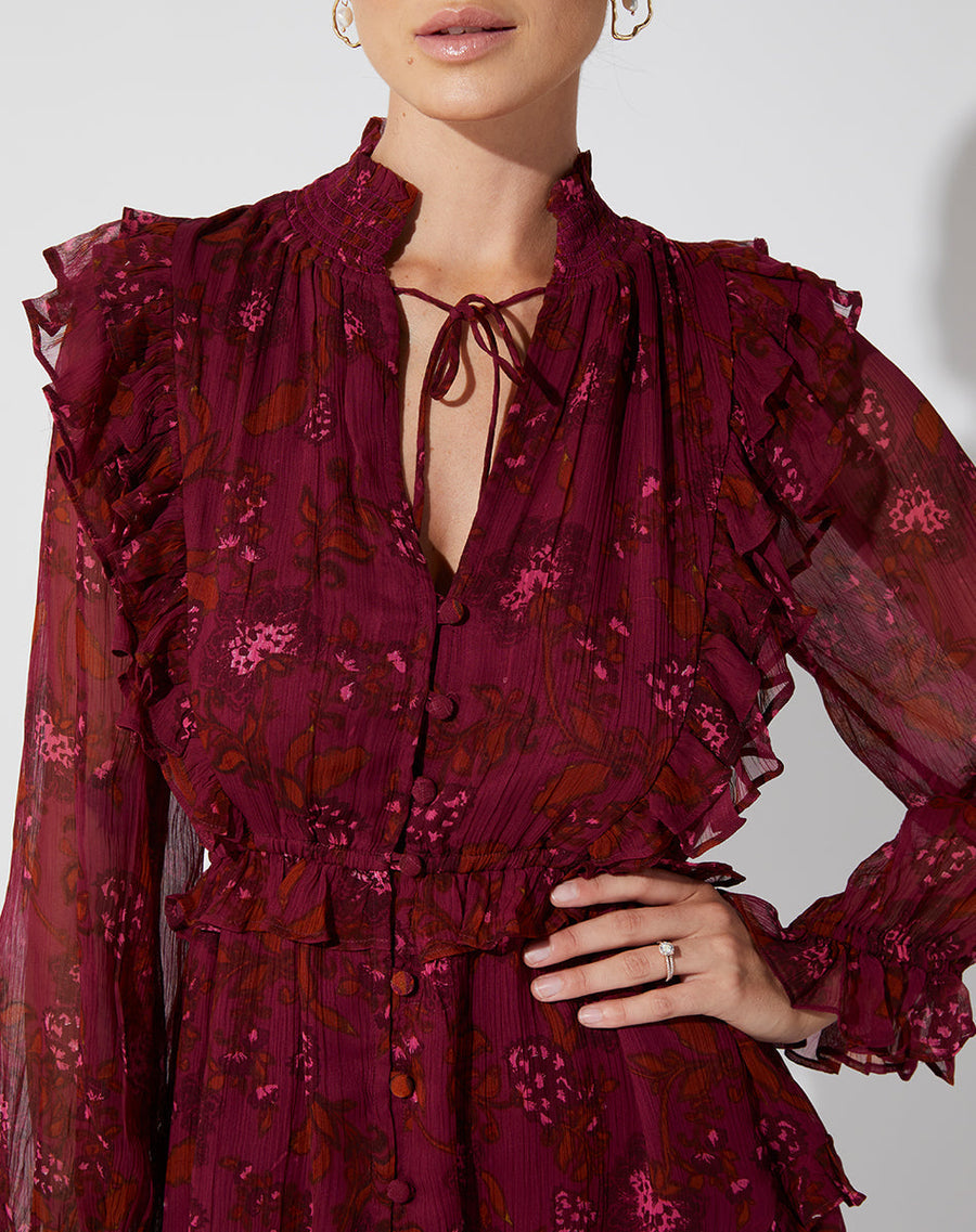 Cleobella Everly Mini Dress in Botanical Floral – back view