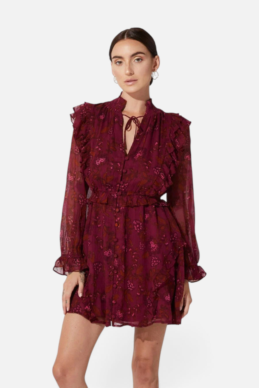 Cleobella Everly Mini Dress in Botanical Floral – front view