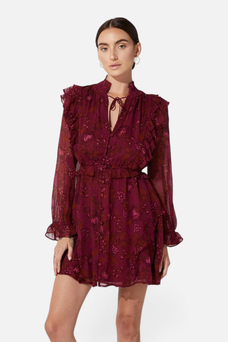 Cleobella Everly Mini Dress in Botanical Floral – side view