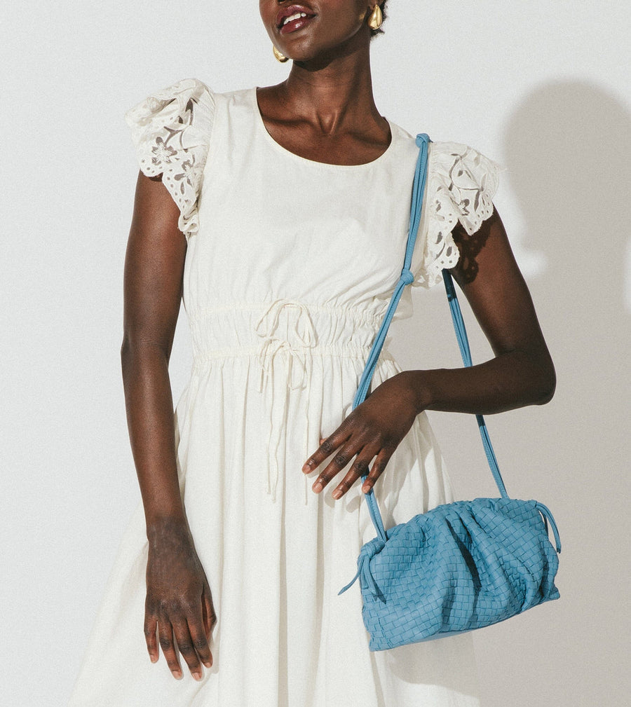 Cleobella Lake Leather Shoulder Bag in Periwinkle – side view