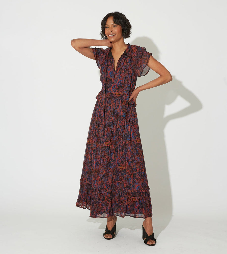 Cleobella Nicolette Ankle Dress in Retrograde Paisley – detail