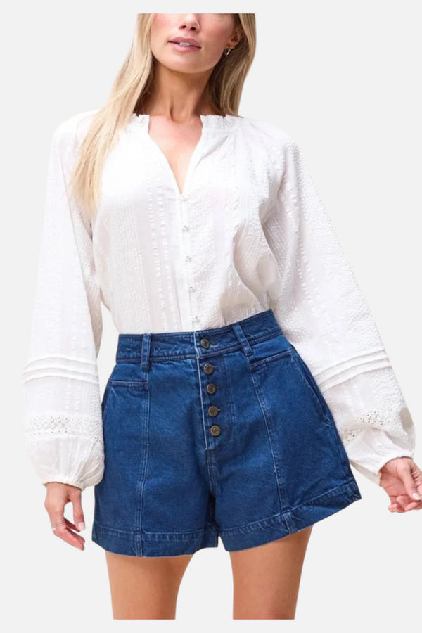 Cleobella Organic Cotton Seersucker Alicia Blouse in Ivory