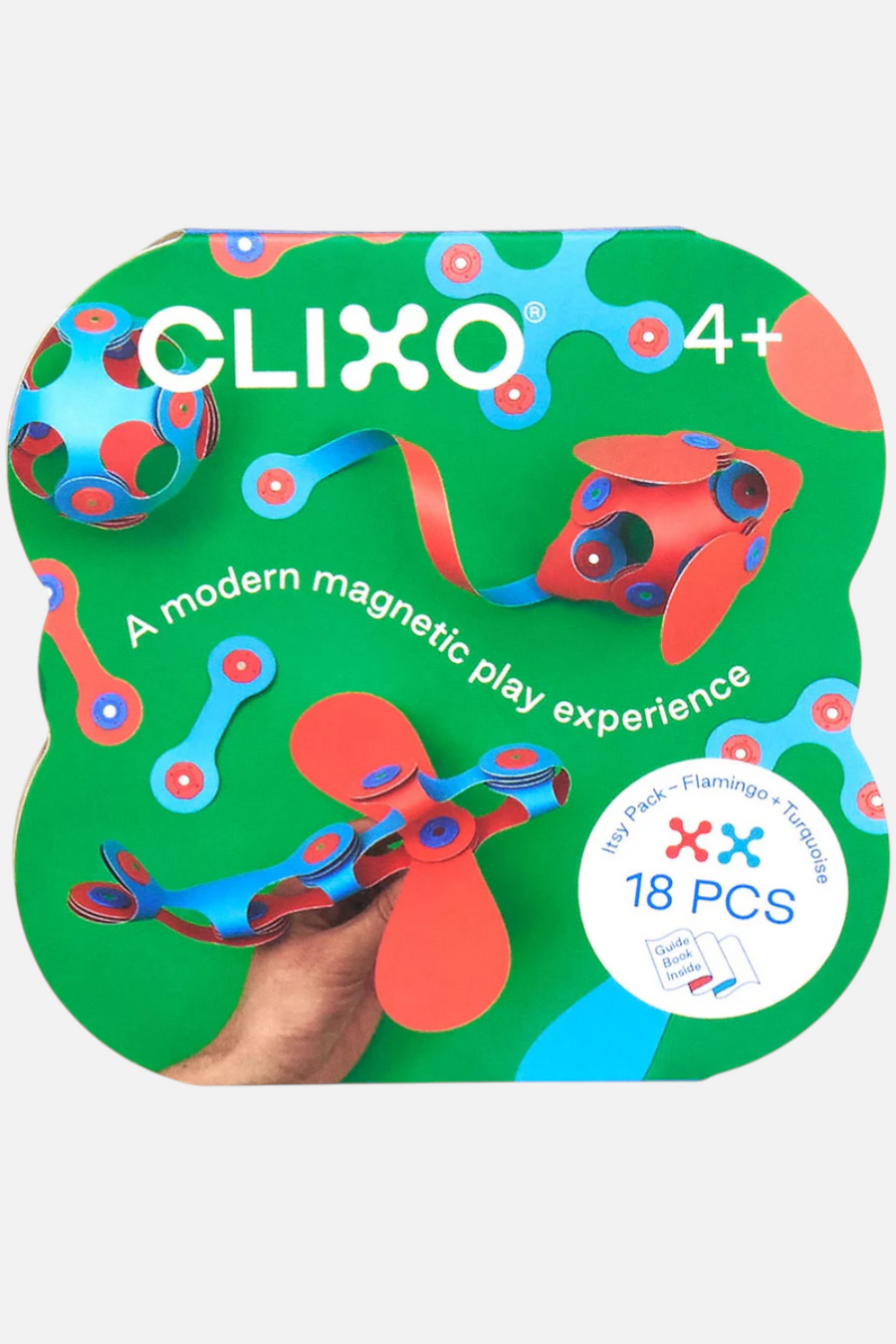 Clixo Itsy Pack in Flamingo & Turquoise – front view
