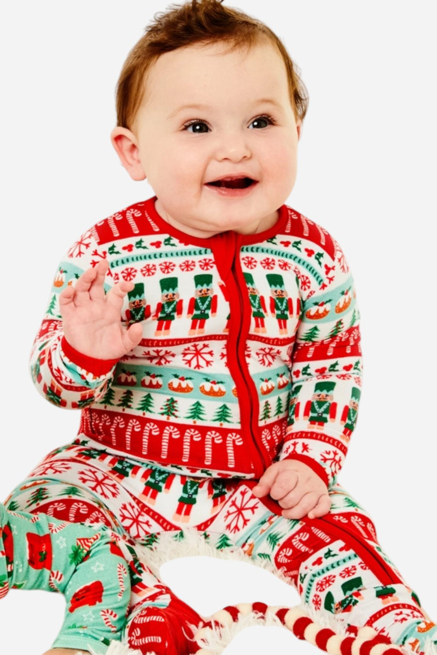 Clover Baby & Kids Fair Isle Soft & Stretchy Zipper Footie – back view