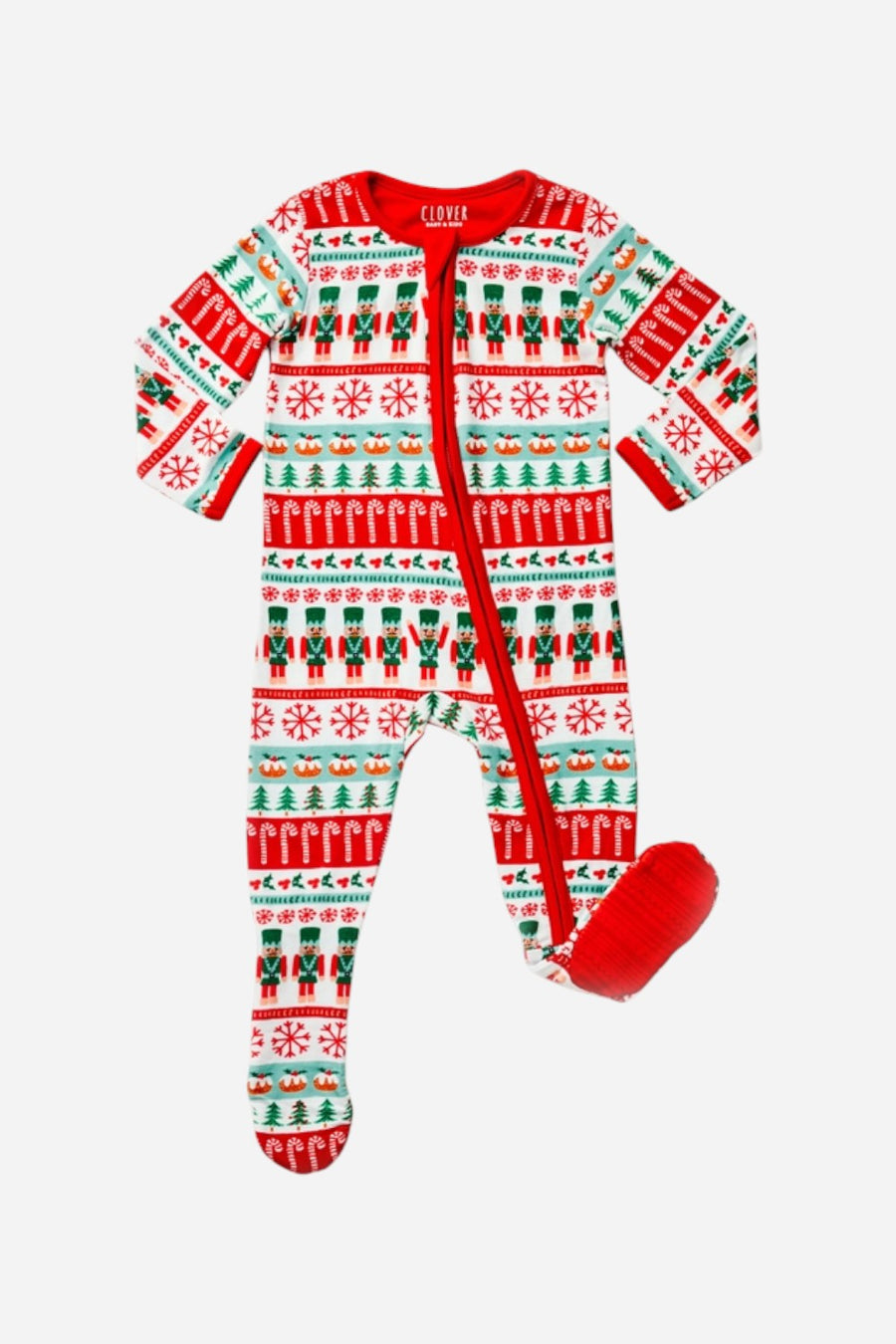 Clover Baby & Kids Fair Isle Soft & Stretchy Zipper Footie – front view