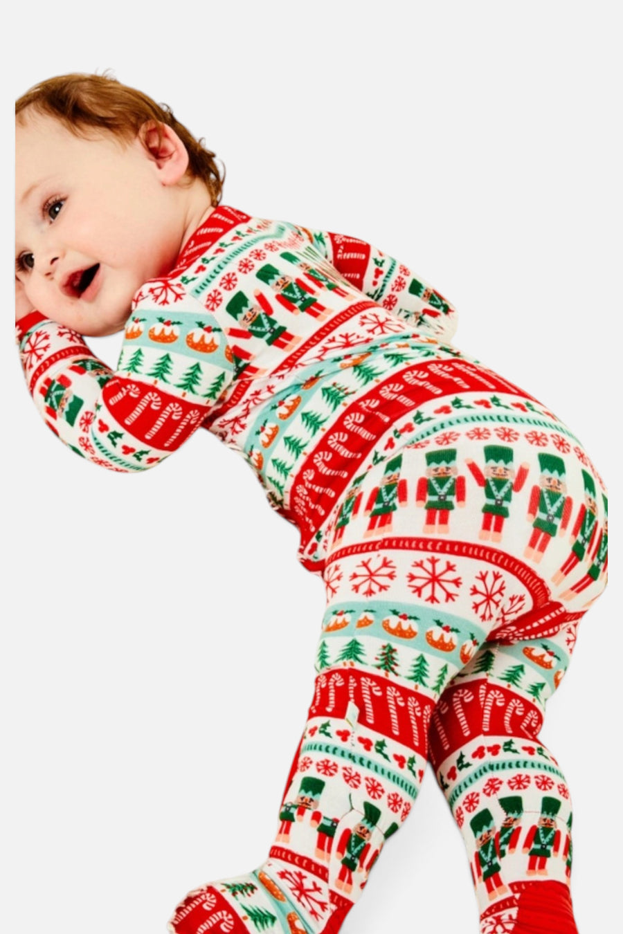 Clover Baby & Kids Fair Isle Soft & Stretchy Zipper Footie – side view