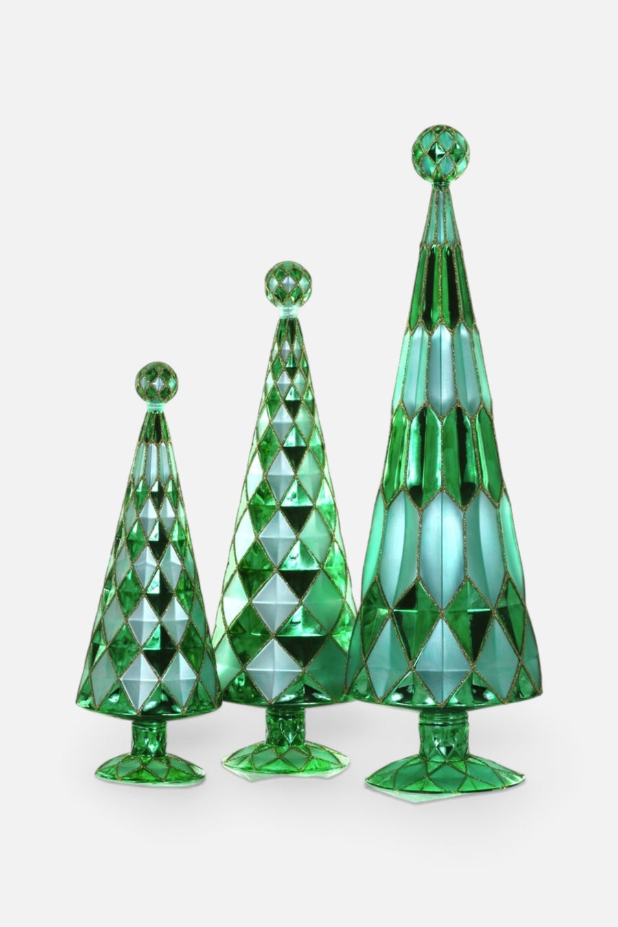 Cody Foster Gemstone Trees in Aqua Emerald, Set of 3 – front view