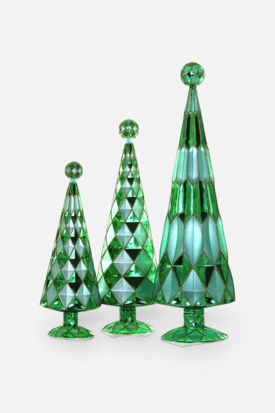 Cody Foster Gemstone Trees in Aqua Emerald, Set of 3 – group shot