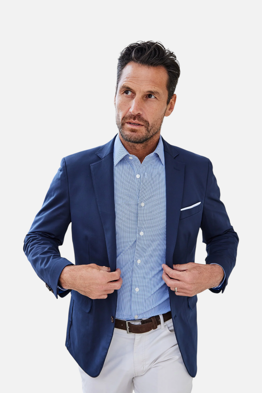 Collars & Co Apex Dress Shirt in Navy Mini Basketweave – back view
