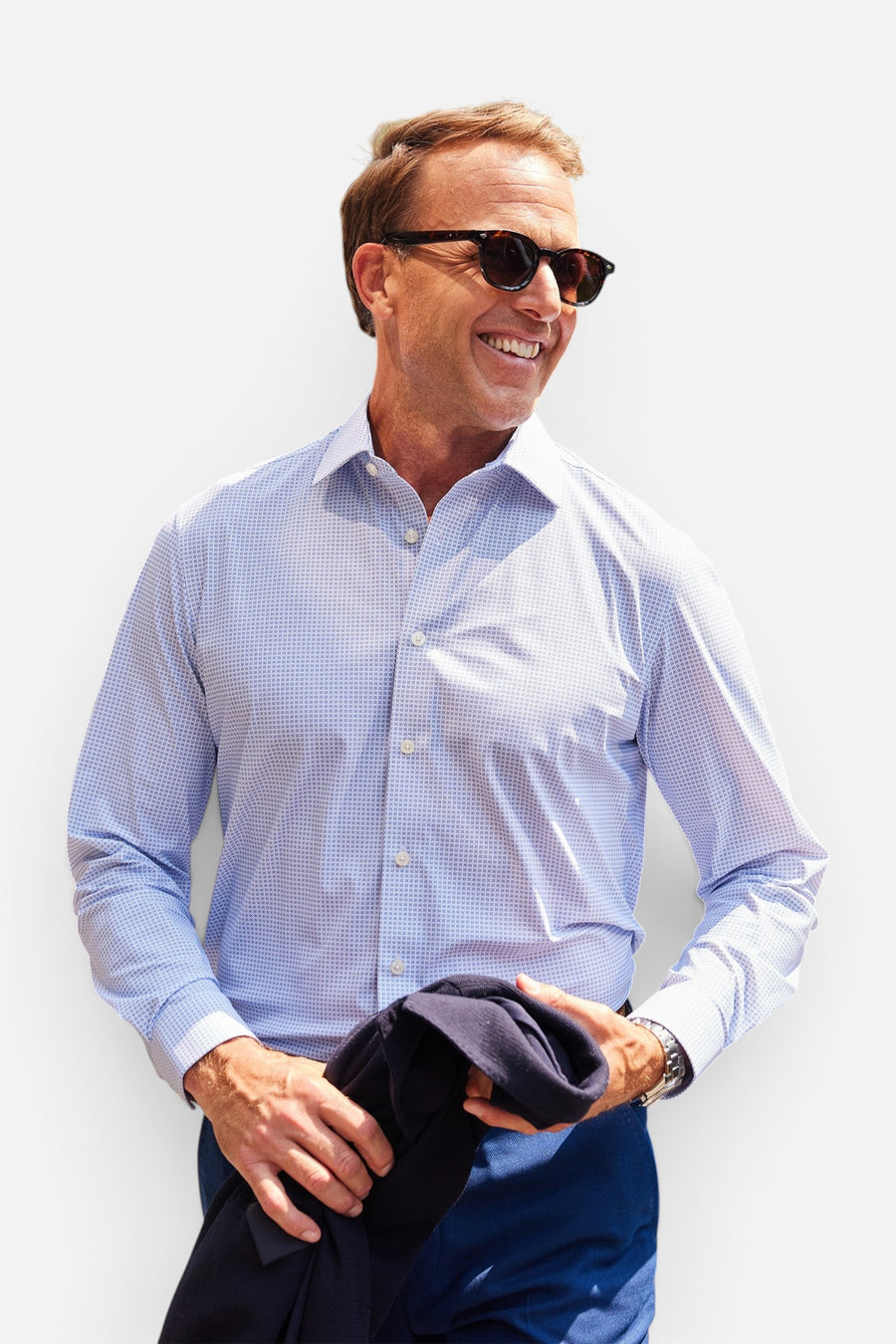 Collars & Co Apex Performance Dress Shirt in Cobalt Mosaic – detail