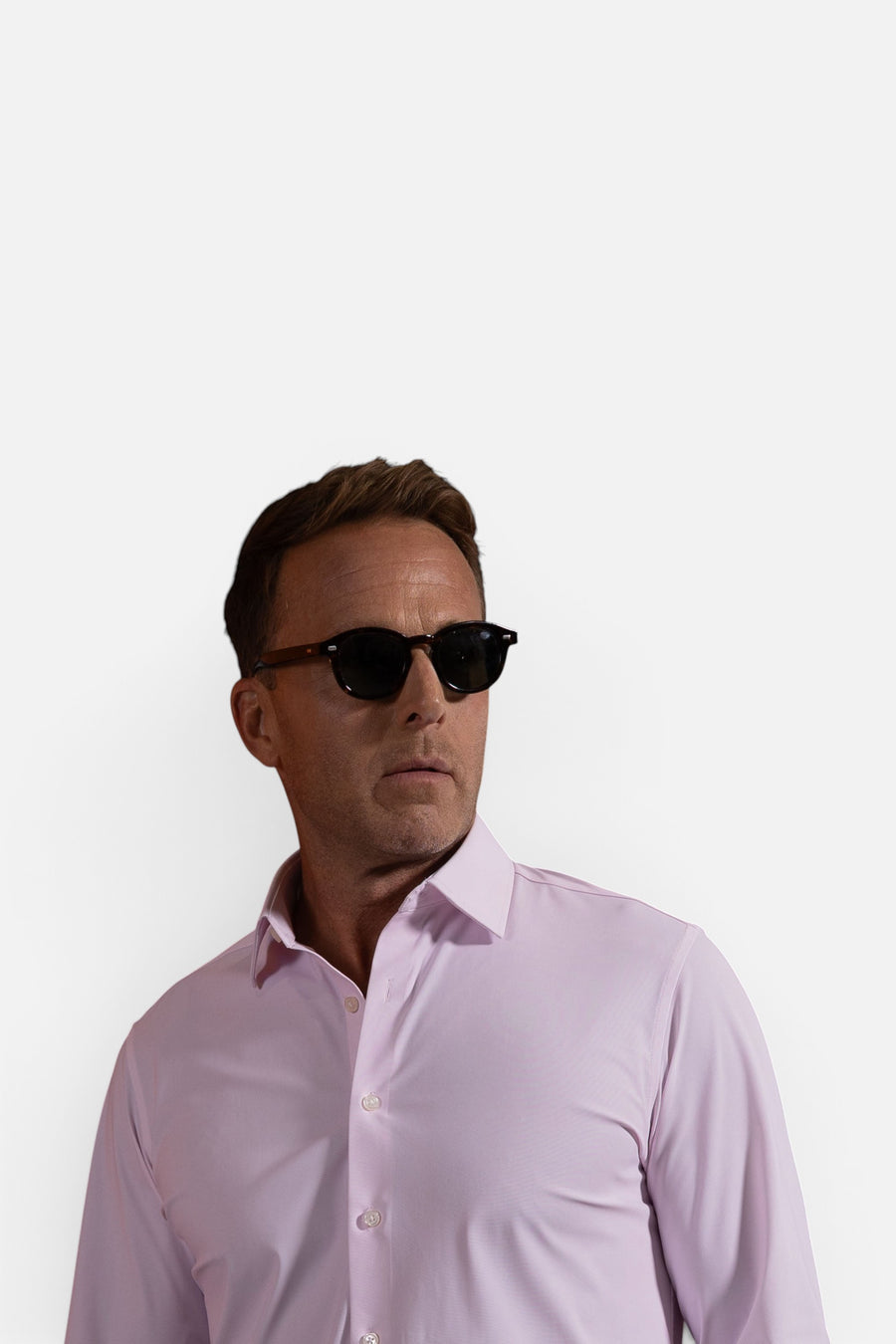 Collars & Co Apex Performance Dress Shirt in Light Pink Twill – detail