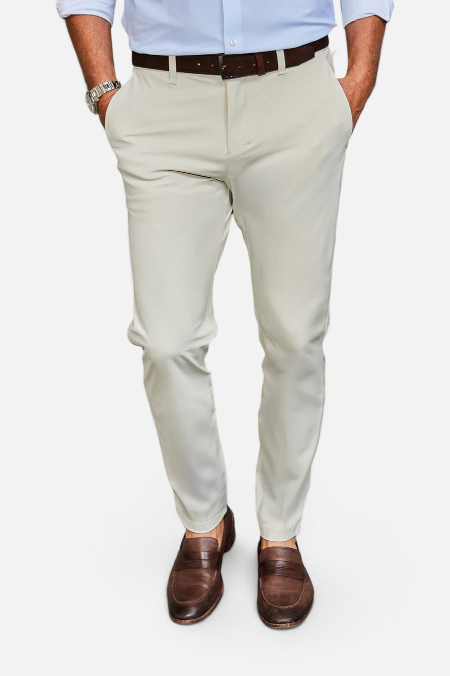 Collars & Co Apex Tech Pant in Ivory – back view