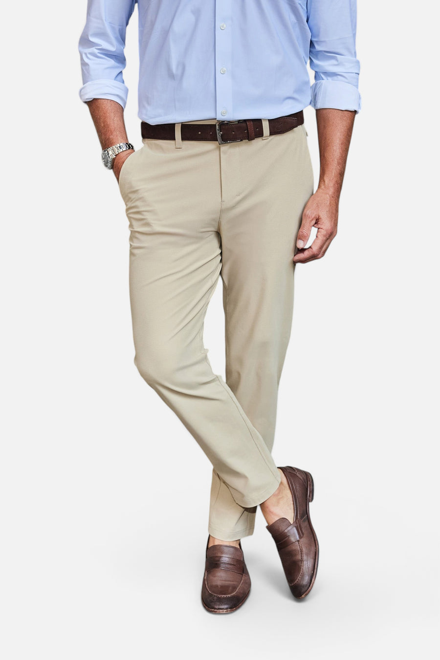 Collars & Co Apex Tech Pant in Light Beige – back view
