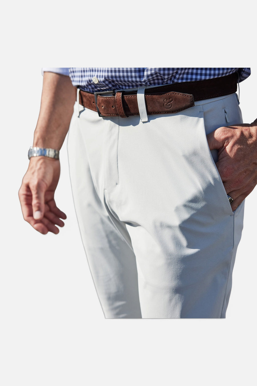 Collars & Co Apex Tech Pant in Light Grey – side view