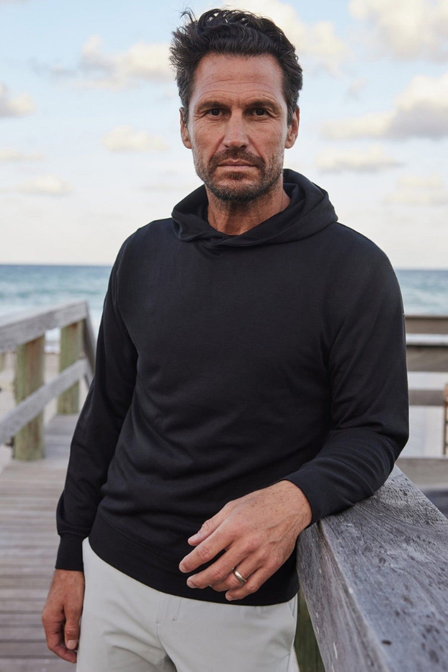 Collars & Co Cloud Cotton Hoodie in Black – front view