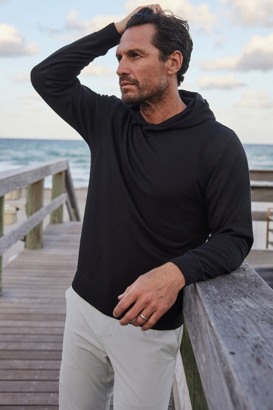 Collars & Co Cloud Cotton Hoodie in Black – side view