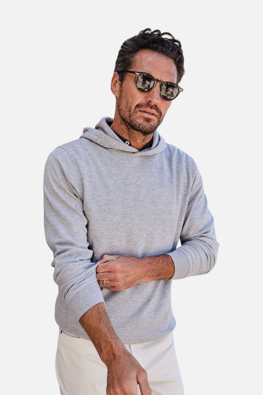 Collars & Co Cloud Cotton Hoodie in Light Grey – back view