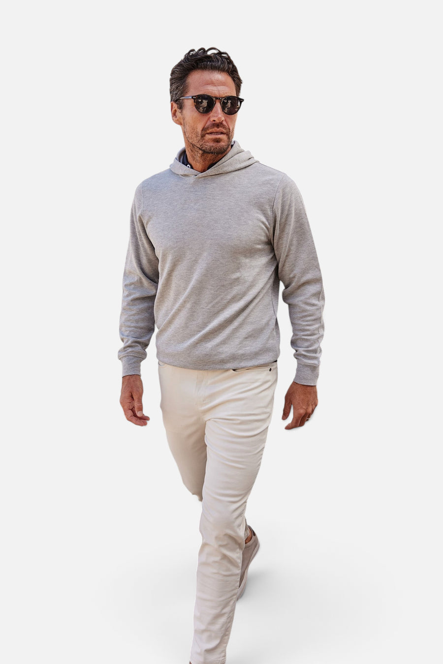 Collars & Co Cloud Cotton Hoodie in Light Grey – side view