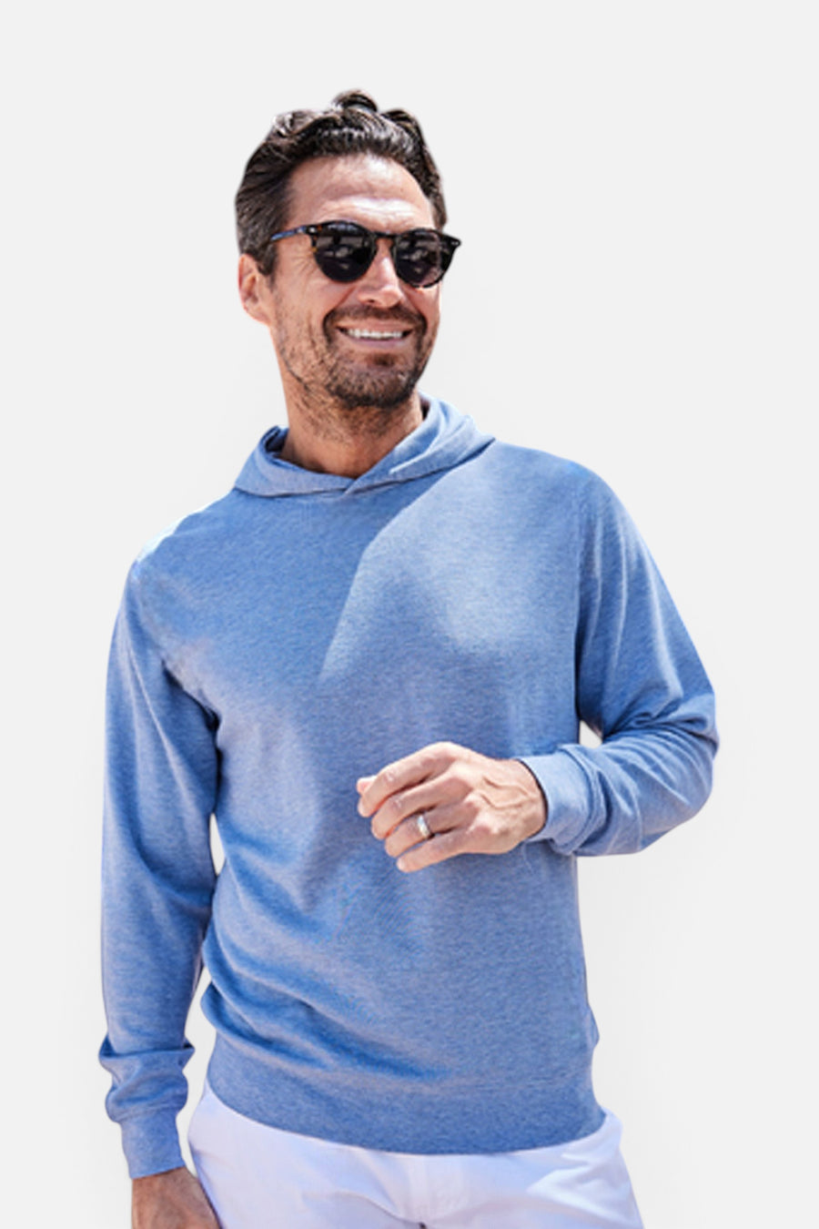 Collars & Co Cloud Cotton Hoodie in Medium Blue – front view