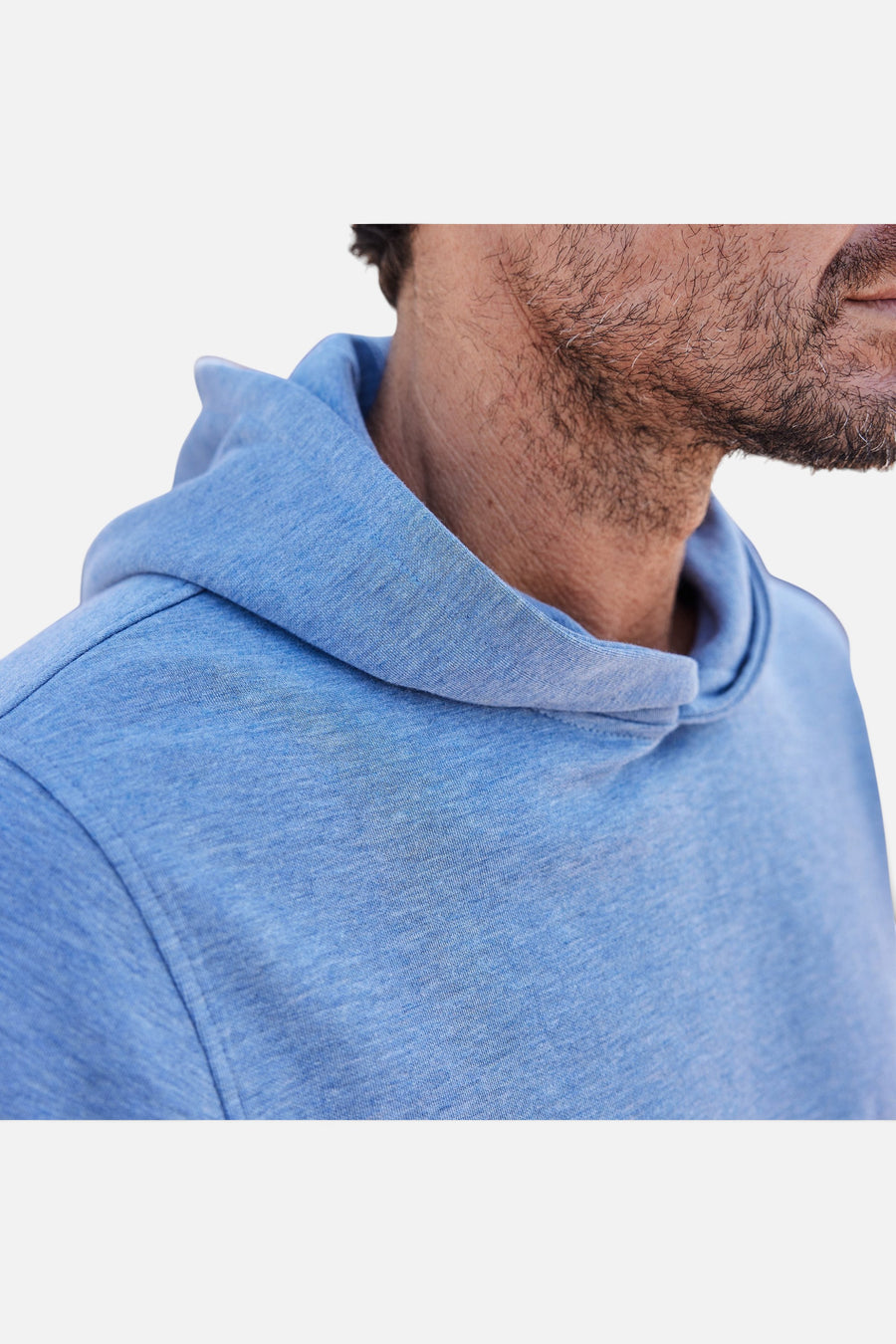 Collars & Co Cloud Cotton Hoodie in Medium Blue – side view