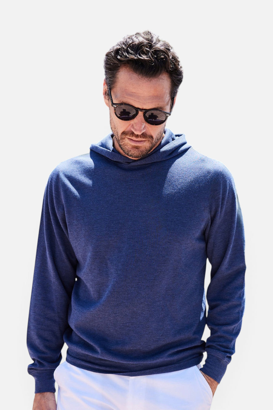 Collars & Co Cloud Cotton Hoodie in Navy – back view