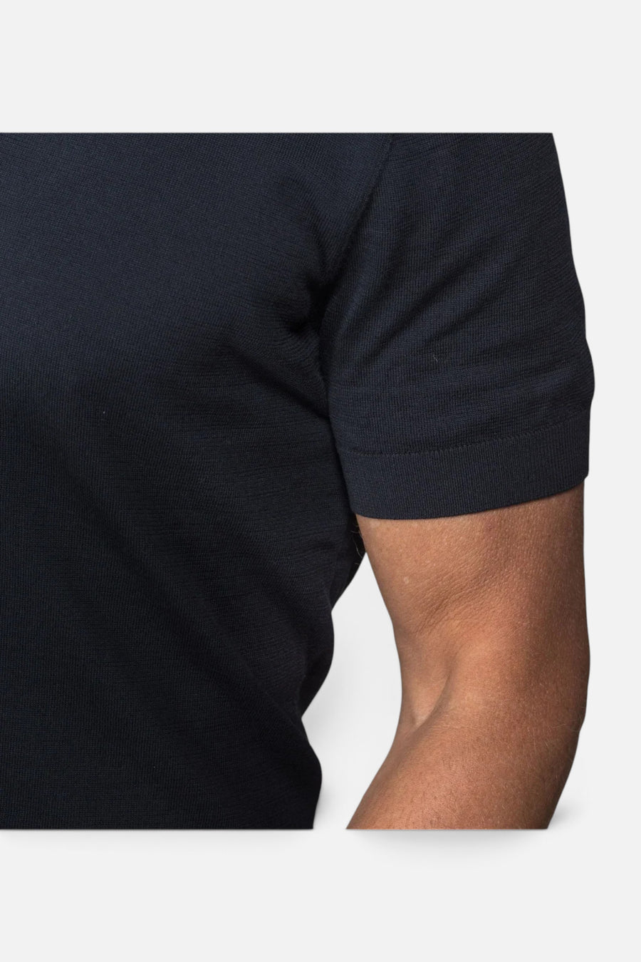 Collars & Co Maranello Mid-Weight Cotton & Silk Buttonless Polo in Black – alternate