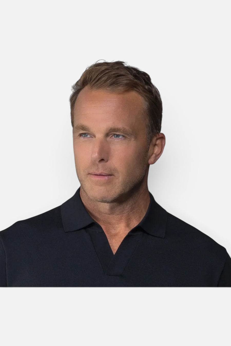 Collars & Co Maranello Mid-Weight Cotton & Silk Buttonless Polo in Black – detail