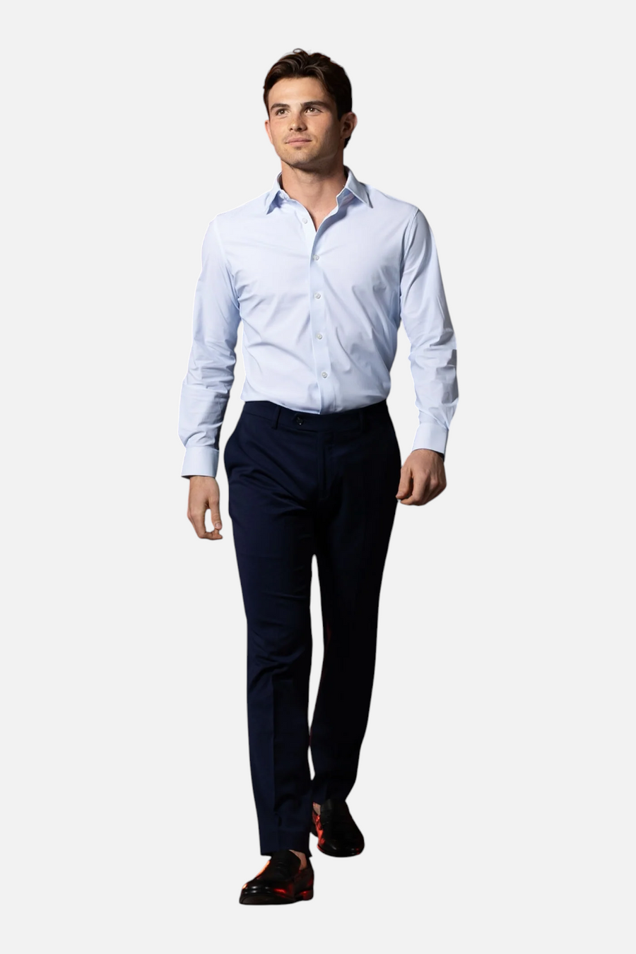 Collars & Co Men's Apex Performance Dress Shirt in Glacier Blue Twill – front view