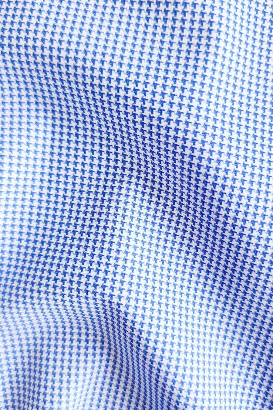 Collars & Co Men's Apex Performance Dress Shirt in Steel Blue Micro Grid – back view