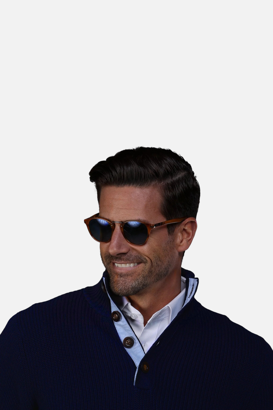 Collars & CO Men's Kennebunkport Cotton Sweater in Navy – side view
