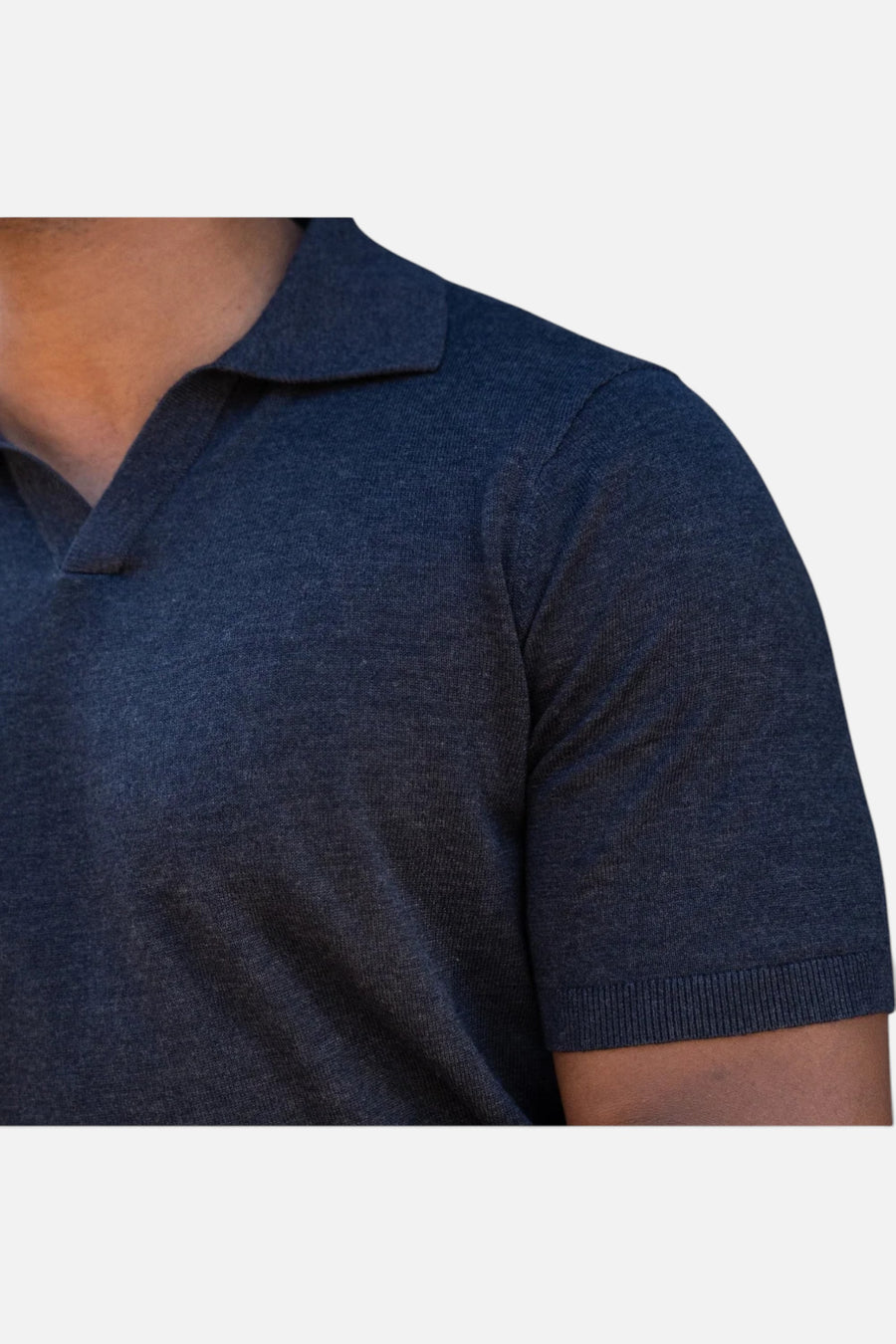 Collars & Co Ravello Summer Weight Linen Blend Polo in Navy – detail