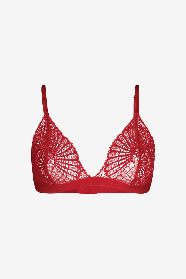 Commando Butter + Lace Triangle Bralette in Scarlet
