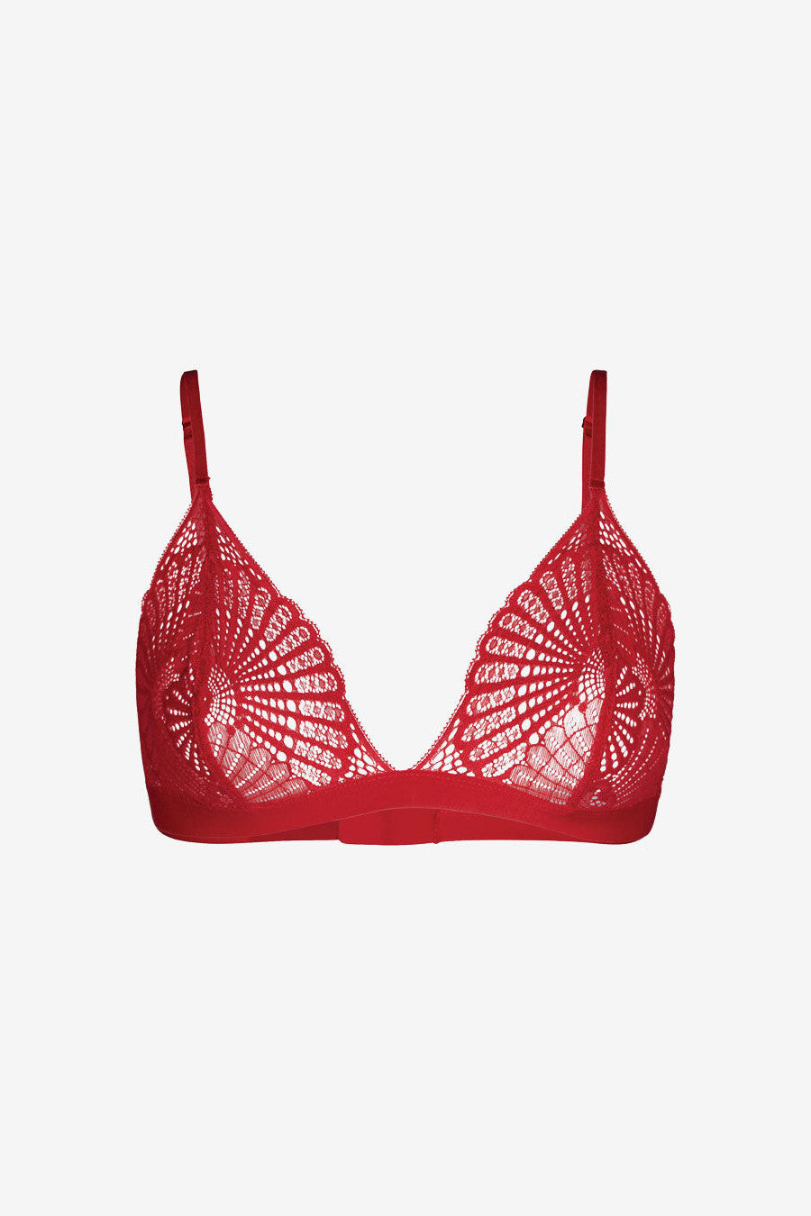 Commando Butter + Lace Triangle Bralette in Scarlet – front view