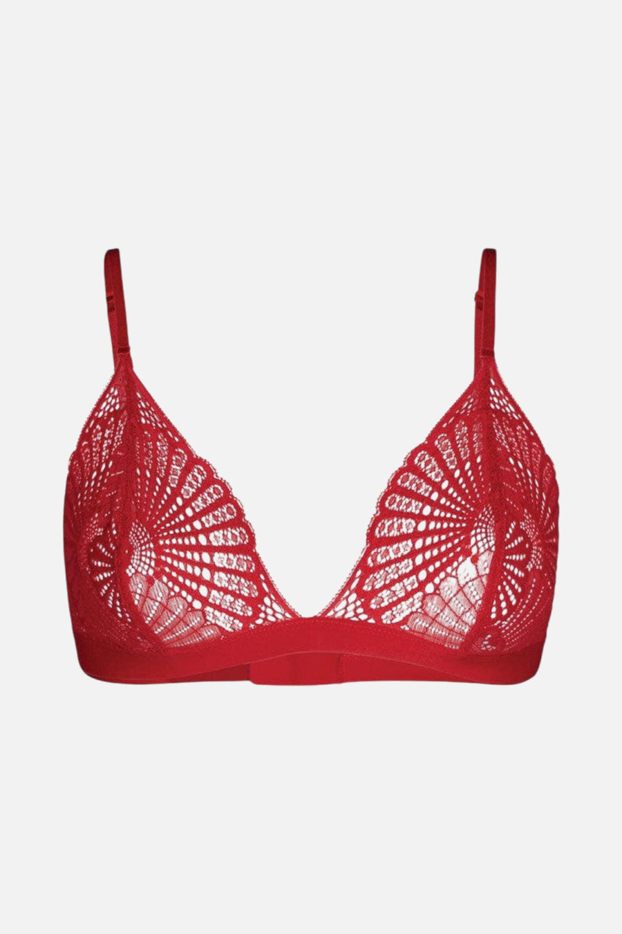 Commando Butter + Lace Triangle Bralette in Scarlet – side view