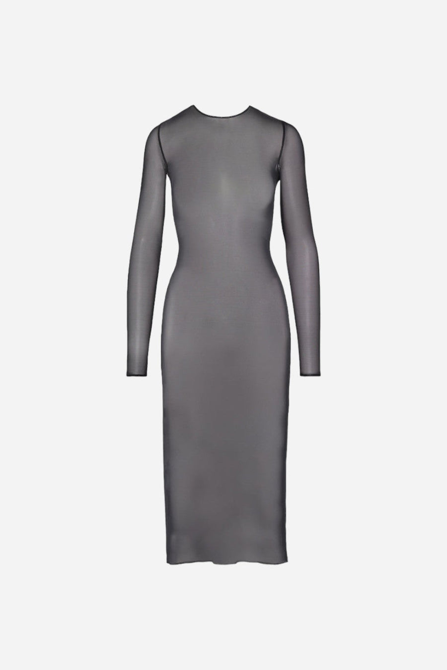 Commando Chic Mesh Long Sleeve Midi Dress in Black – side view