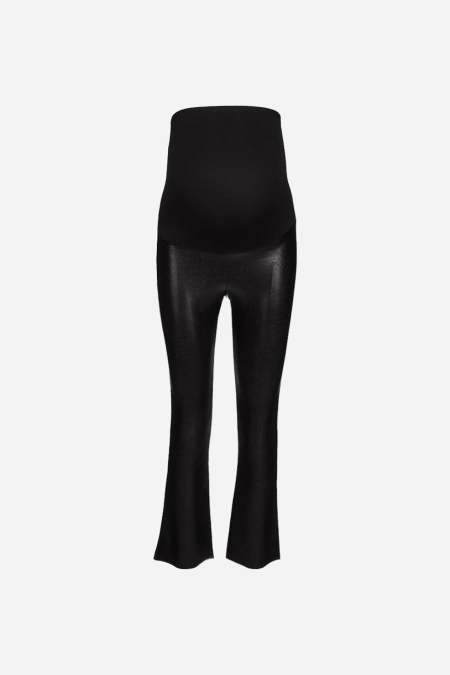 Commando Faux Leather Maternity Cropped Flare in Black – front view