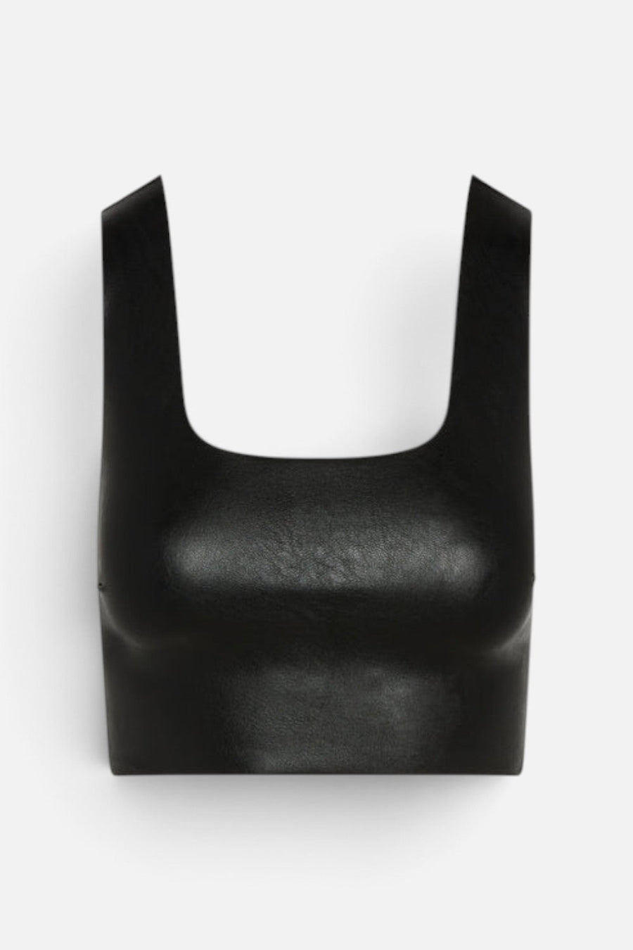 Commando Faux Leather Square Neck Crop Top in Black – back view