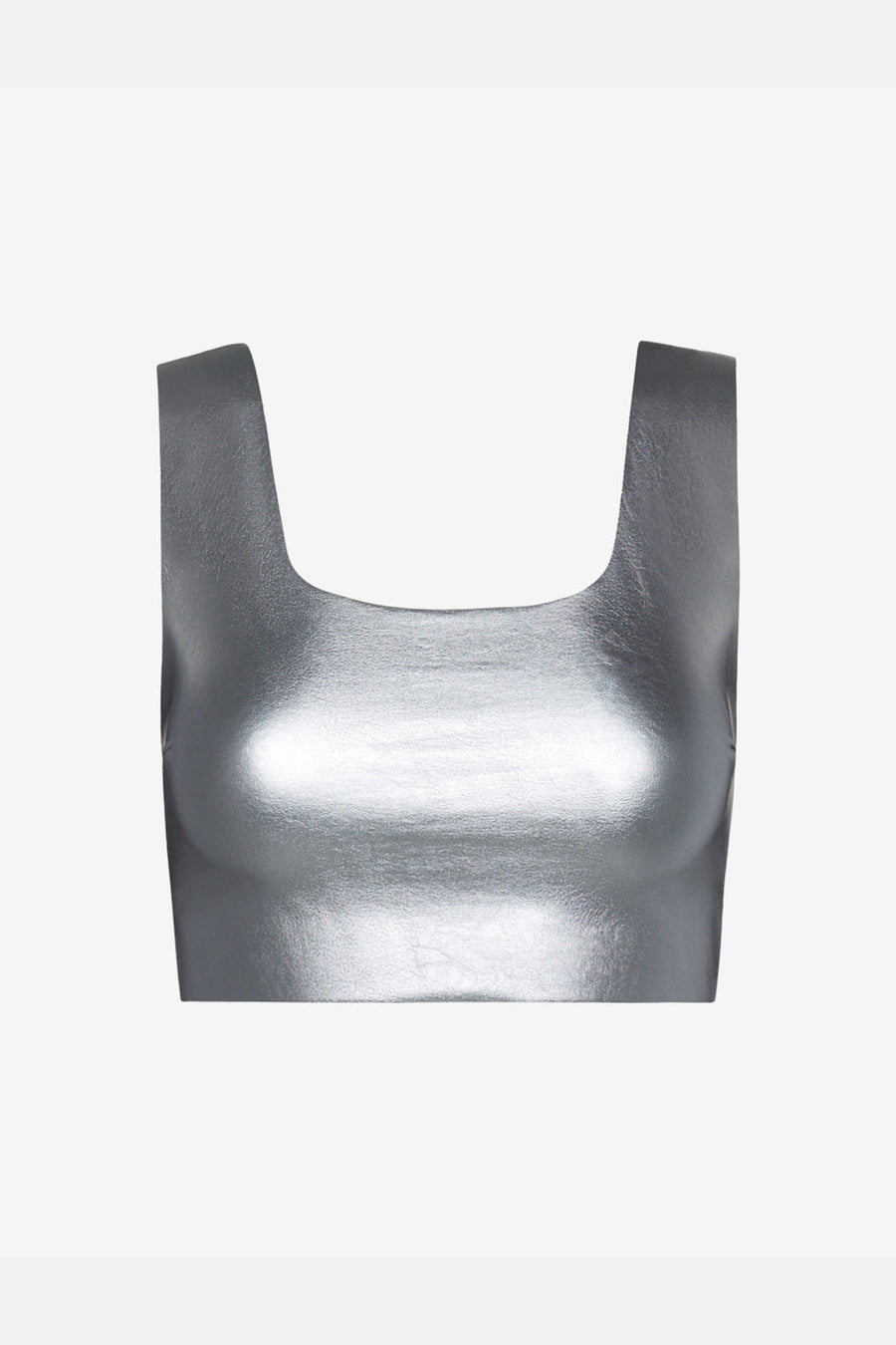 Commando Faux Leather Squareneck Crop Top in Platinum – side view