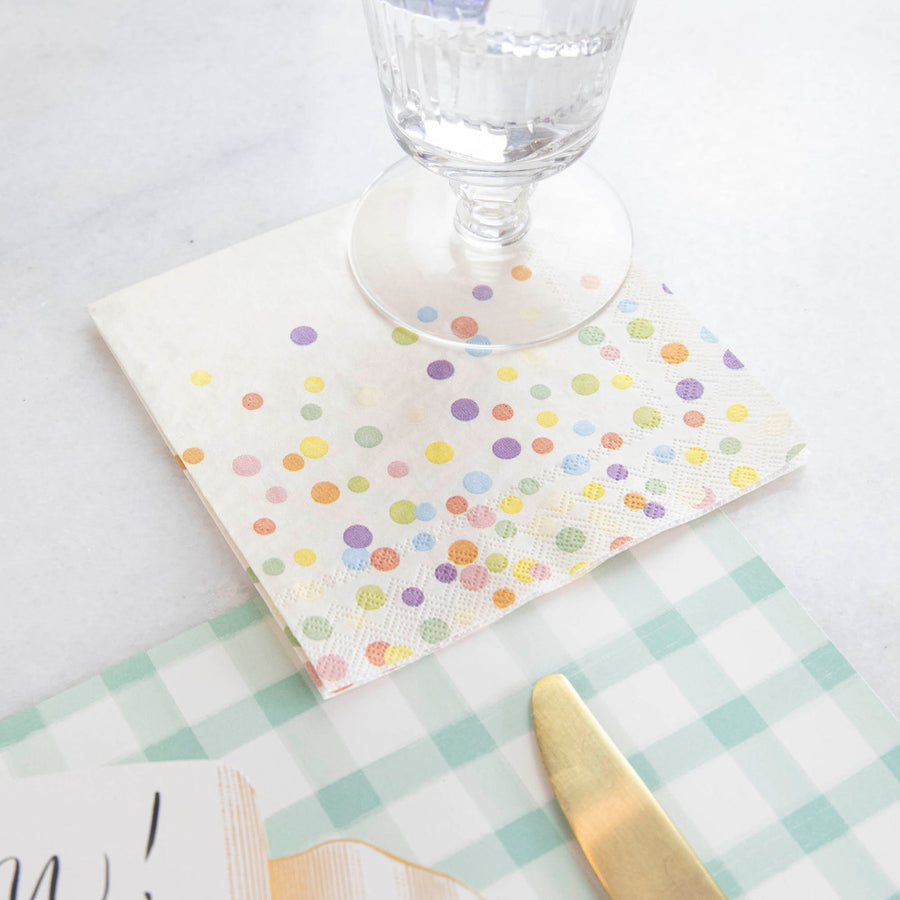 Confetti Sprinkles Cocktail Napkins - Set of 20 – back view