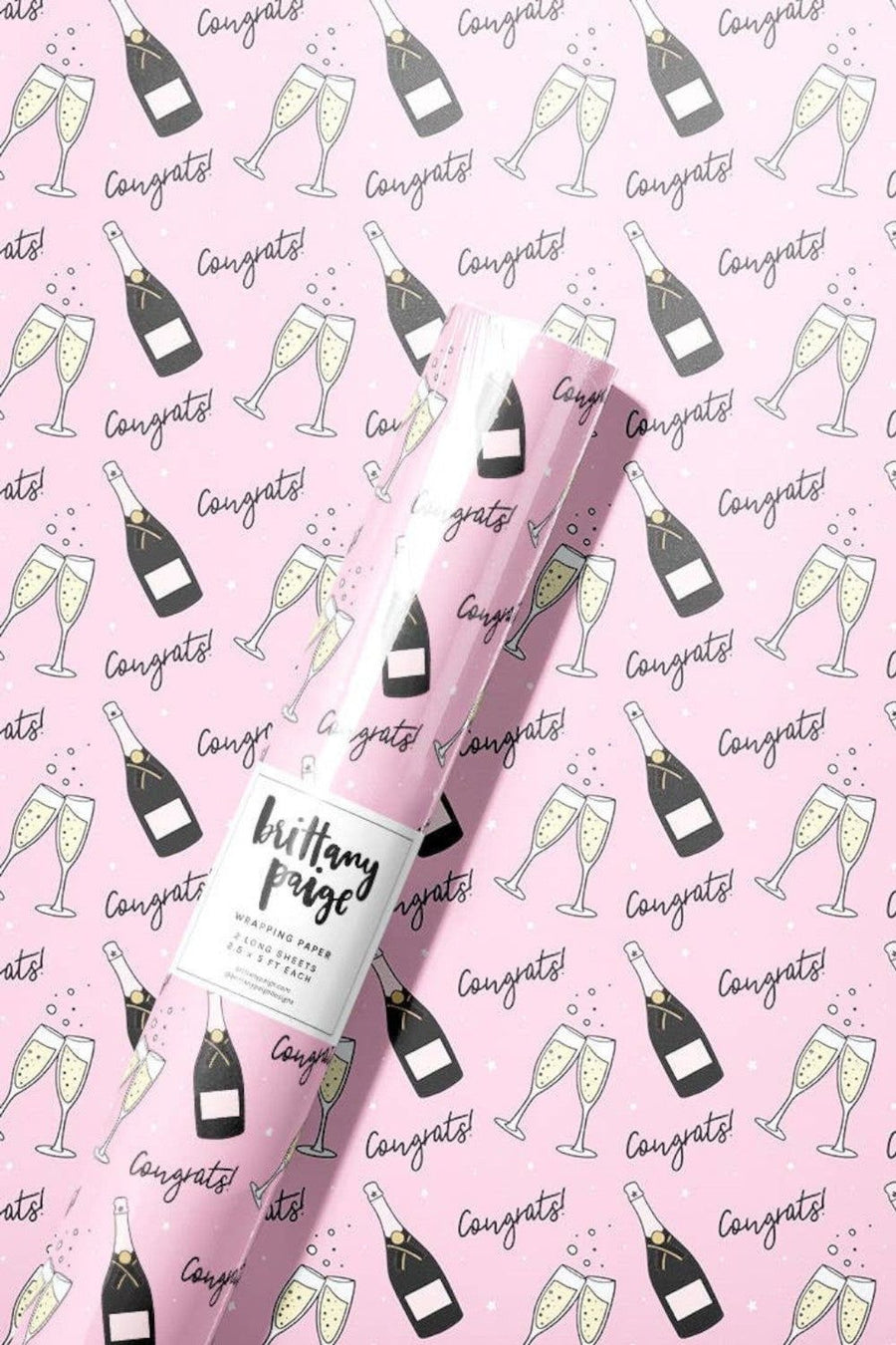 Congrats Champagne Wrapping Paper – front view