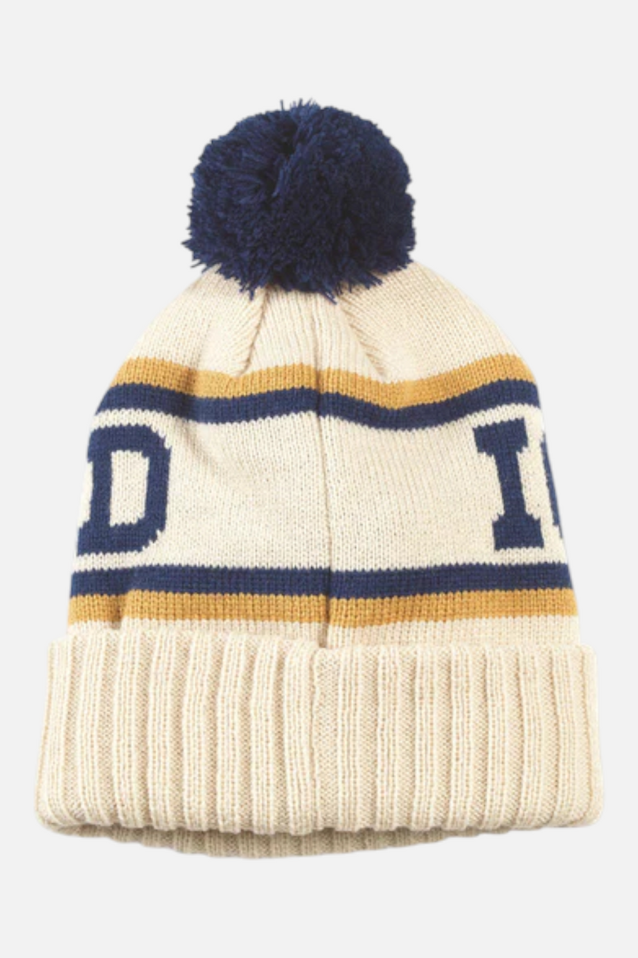 Coors Banquet Pillow Line Knit Pom Beanie in Buff Yellow – back view