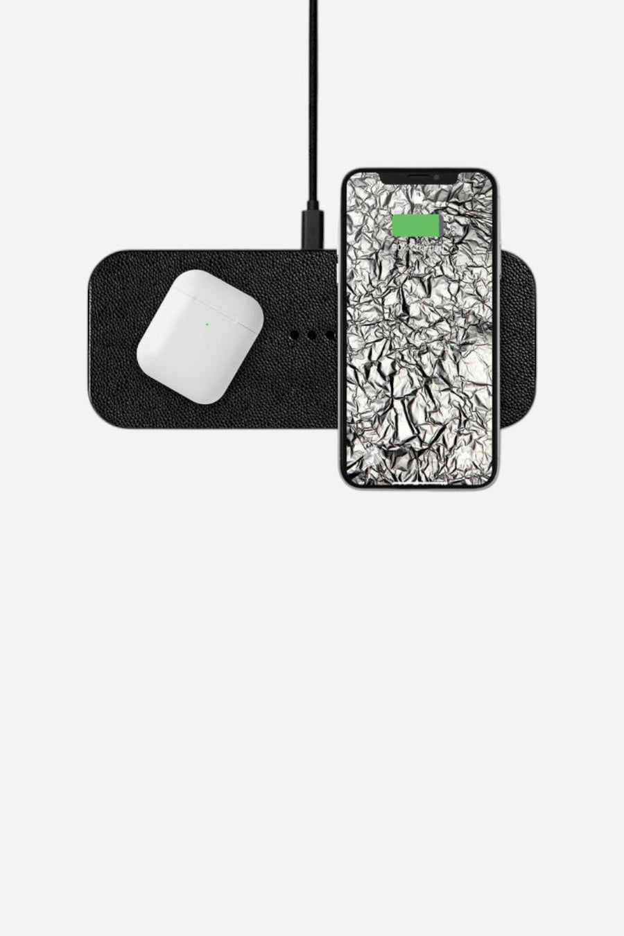 Courant Catch 2 Wireless Leather Charger in Black – side view