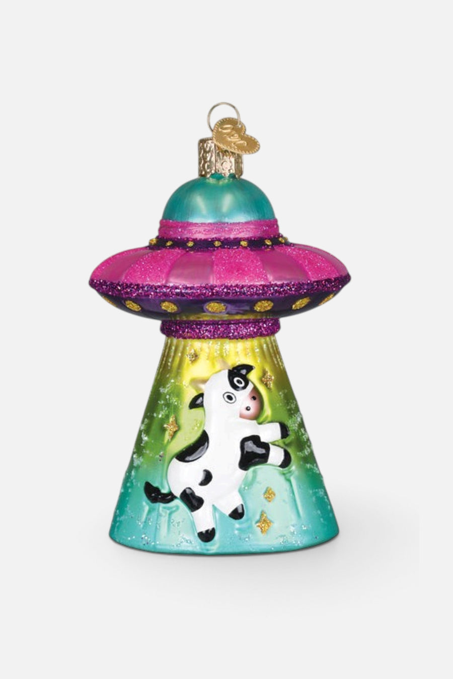 Cow Abduction Ornament – three-quarter view