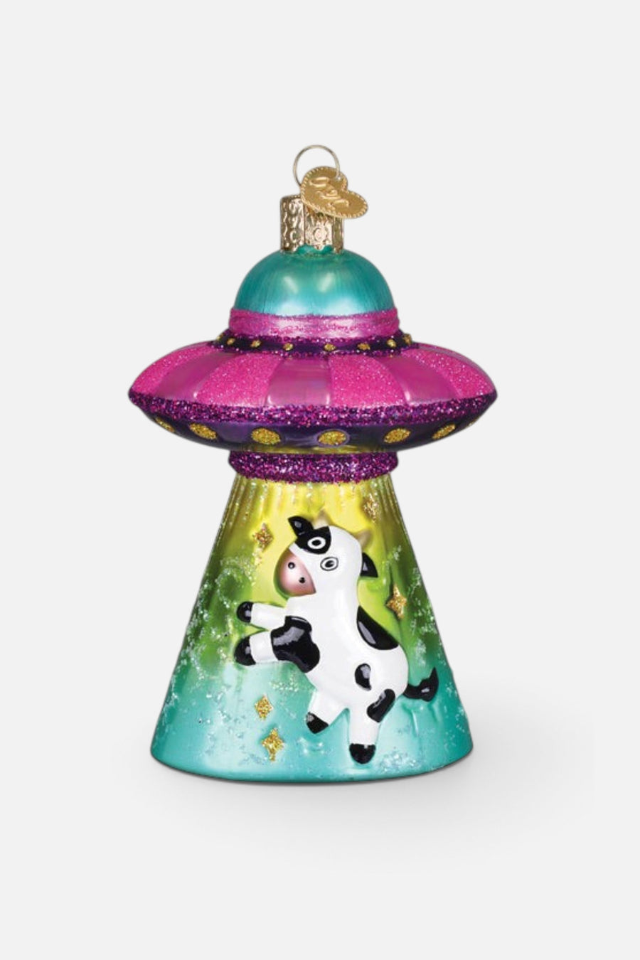 Cow Abduction Ornament – three-quarter view