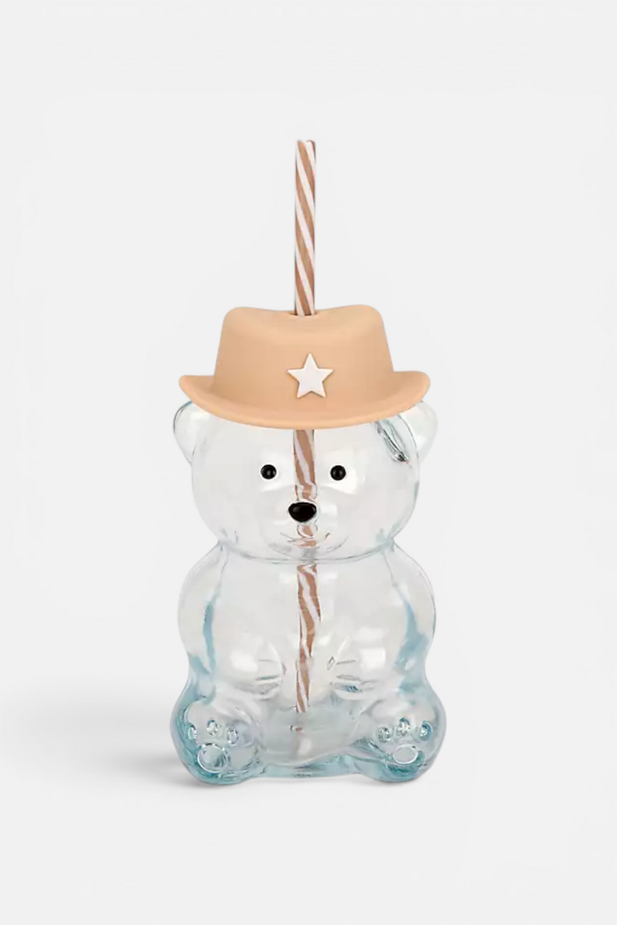 Cowboy Bear-Shaped Glass Tumbler – front view