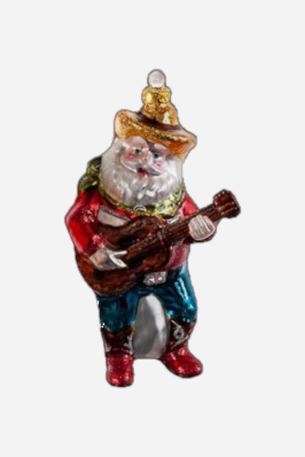 Cowboy Santa with Guitar Ornament