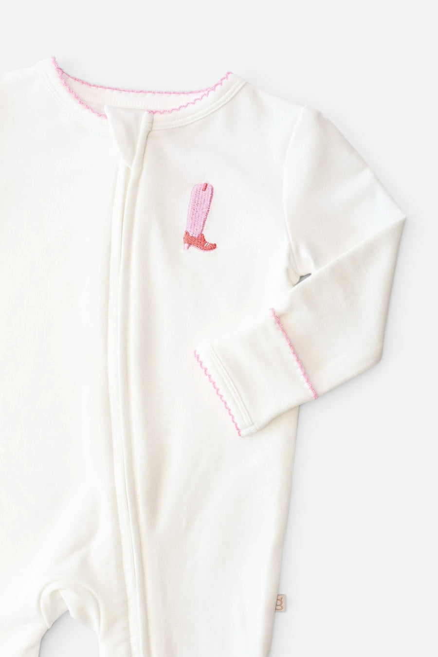 Cowgirl Boot Embroidered Pip Zip Romper – back view