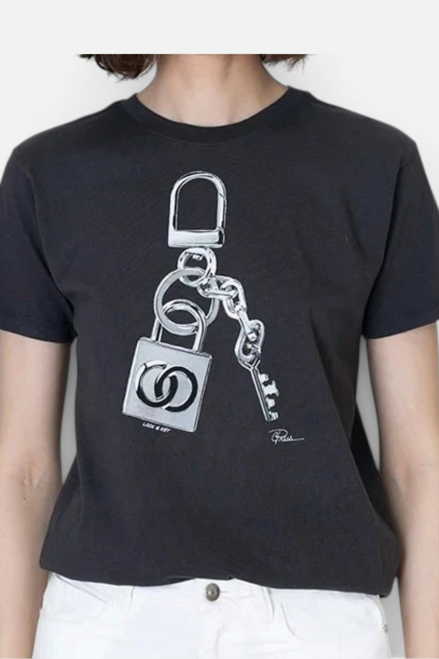 CPress Studio Lock N Key Mushie Tee in Black – back view
