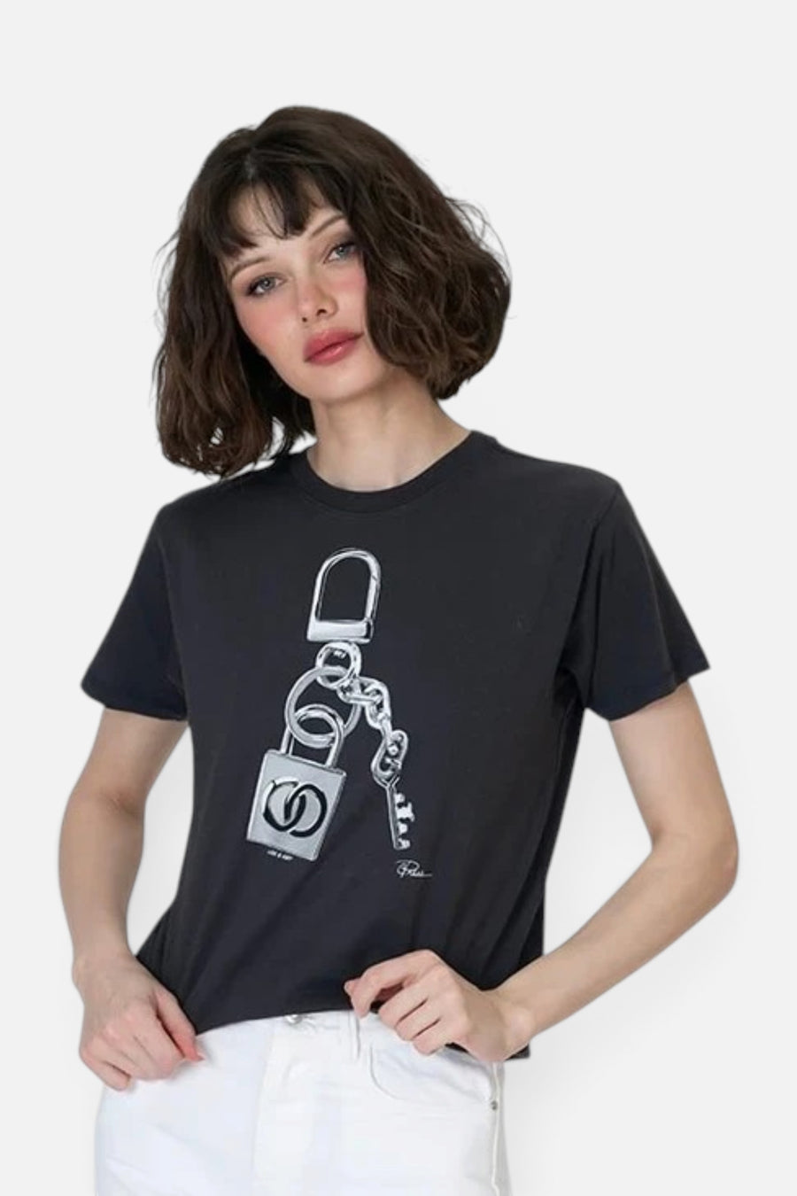 CPress Studio Lock N Key Mushie Tee in Black – detail