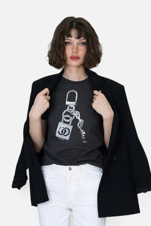 CPress Studio Lock N Key Mushie Tee in Black
